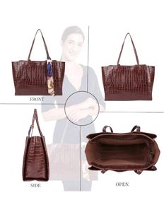 Stylish Croco Print PU Leather Tote Bag for Women