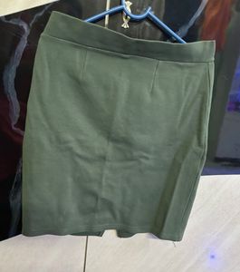 Olive Green Slit Mini Skirt