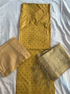 Premium banarasi mustard and golden suit set