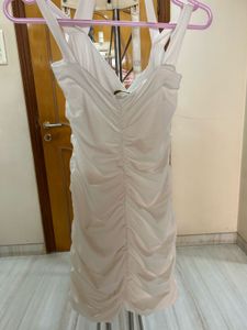 White Ruched Bodycon Mini Dress