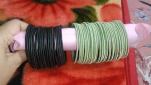 Plain Velvet Metal Bangles Combo 3 Sets