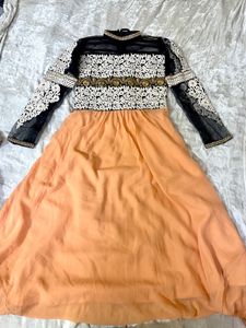 Designer Peach Dress Set With Embroidery Work