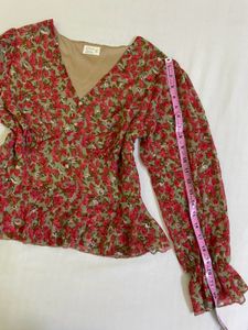 Floral Print Ruffle Blouse Bust 36
