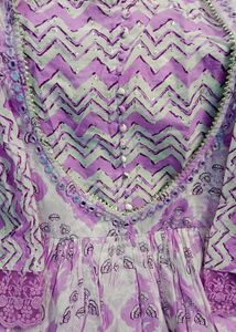 Lavender Printed Ethnic Gown