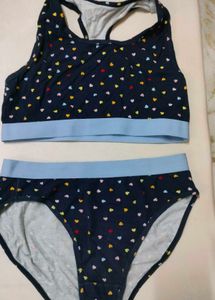 Cute Heart Print Lingerie Set