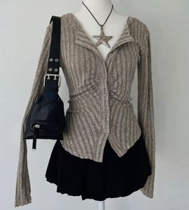 Ribbed Knit Fitted Cardigan