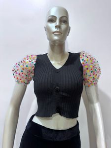 Chic Black Knit Crop Top