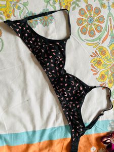 Cute Black Printed Bra
