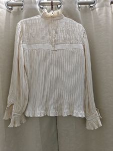 High-neck Pleated Top