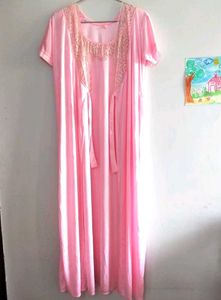 Elegant Pink Nightgown with robe