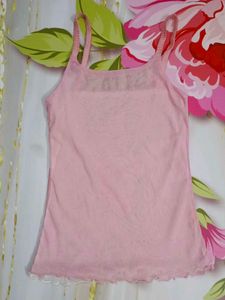 (522)Pink Lettuce Edge Tank Top