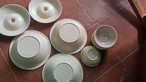 Vintage Ceramic Dinner Set with Pink Floral Border