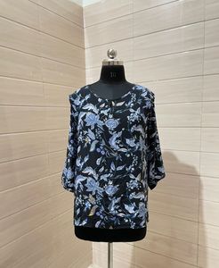 Street One Linen Floral Print 3/4 Sleeve Top