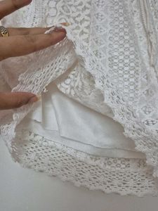 White lace shorts