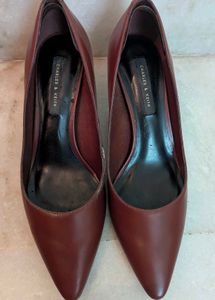 Chic Burgundy Charles &amp; Keith Pumps