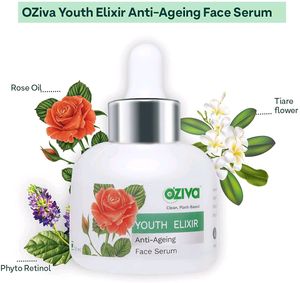 OZiva Youth Elixir Anti-Ageing Face Serum (with Phyto Retinol, Rose &amp; Tiare Flower) for Wrinkle Reduction &amp; Skin Tightening (Youth Elixr Serum, 30 ml)