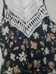 Floral Print Dress with Crochet Detail