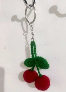 Crochet Cherry Keychain,🍒