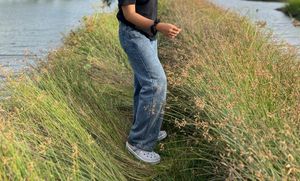 Straight Fit High Waist Blue Jeans