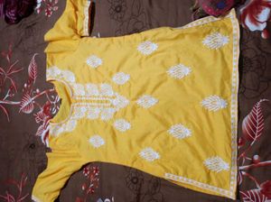 Yellow Embroidered Kurta