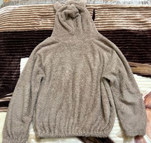Fuzzy Bear cropped Hoodie