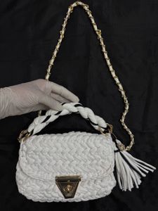 White Party Wear Handbag