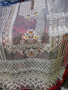 Pakistani Embroidered Organza Unstitched Suit