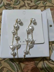 YUG&#39;S Heart And Pearl Long Tassel Trendy Earrings