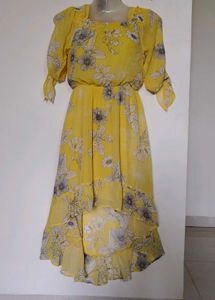 Sequin Hearts Girls Yellow Floral Cold Shoulder Dr