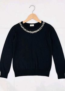 Elegant Black Embellished Sweater