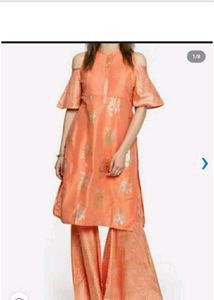Anouk Peach Cold Shoulder Dress