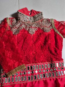 Red Embroidered Anarkali Dress