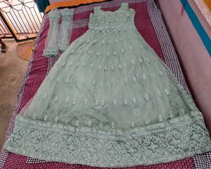 Elegant Silver Embellished Gown