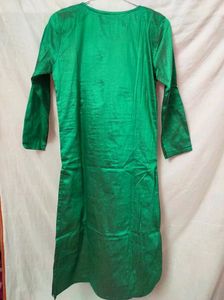 Bottle Green Silk Embroidered Kurti