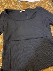 Black Ribbed Classic Top