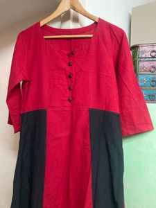 Red And Black Combination Kurti