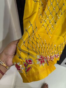 Embroidered Yellow Kurti