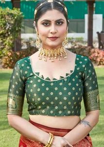 Pink &amp; Green Banarasi Silk Saree