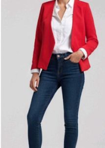 Chic Red Open Front Blazer