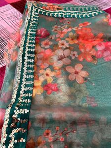 Unused Floral Organza Saree