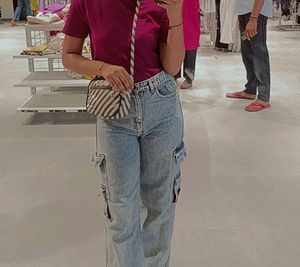 Faded Cargo Jeans Pant For Women