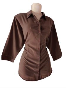 Brown Button-Down Shirt Fro For Women