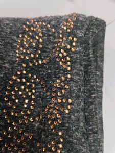 Embellished Gray Knit Top
