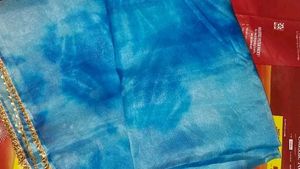 Organza Tie Die Blue Printed Saare