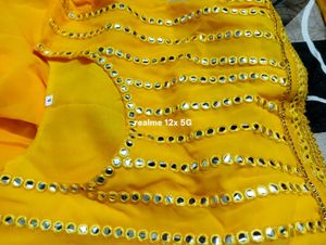 Yellow Mirror Embellished Lehanga And Shrug