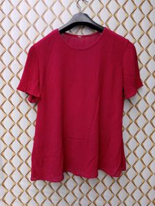 New With Tag Korean Kin Red Linen Top