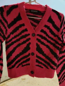 Pink Zebra Stripe Cardigan