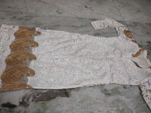 Elegant White &amp; Gold Embroidered Kurti