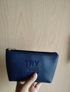 Navy 'Try Love Repeat' Pouch
