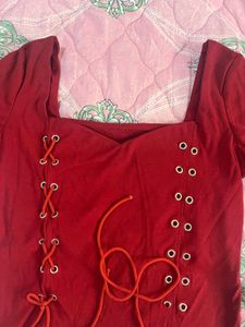Y2k Red Long Sleeve Corset Top